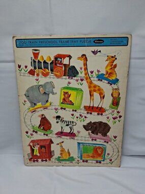 Vtg Rare 1966 Zoo Train Animal  Go Preschool Frame Tray Puzzle Whitman No. 4525